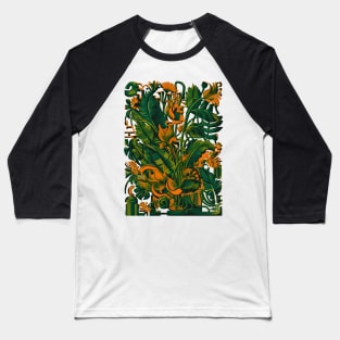 Green plant pattern retro style Baseball T-Shirt